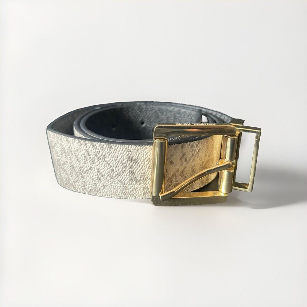 Michael Kors Women's Twist Reversible 30mm MK Logo Leather Belt Medium